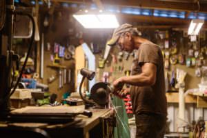 man working in his home workshop